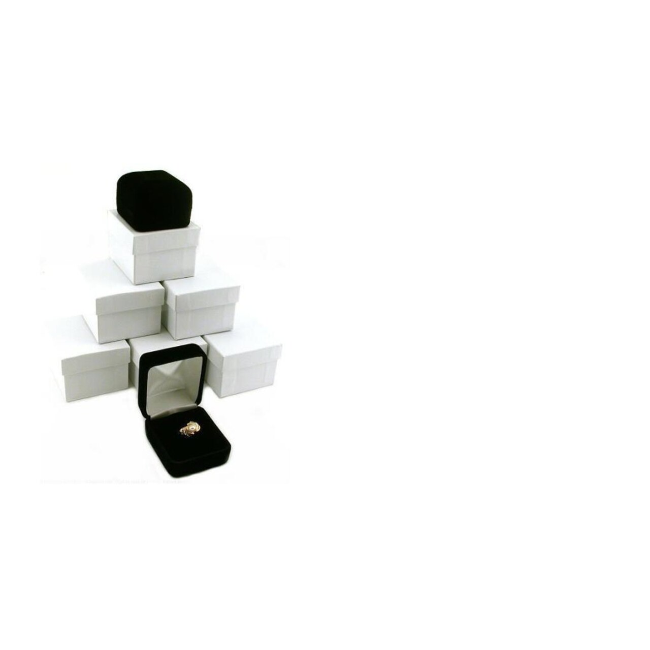 Black Velvet Ring Jewelry Gift Box Showcase Countertop Displays Kit 144 Pcs
